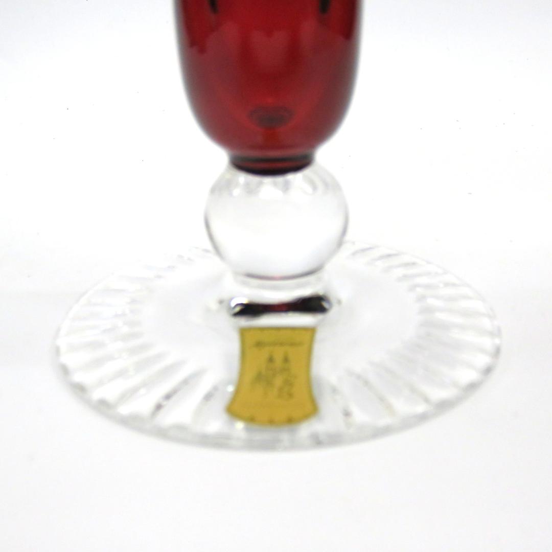 マイセンクリスタル　花瓶　花文彫一輪差し 色被せ　赤　箱付き