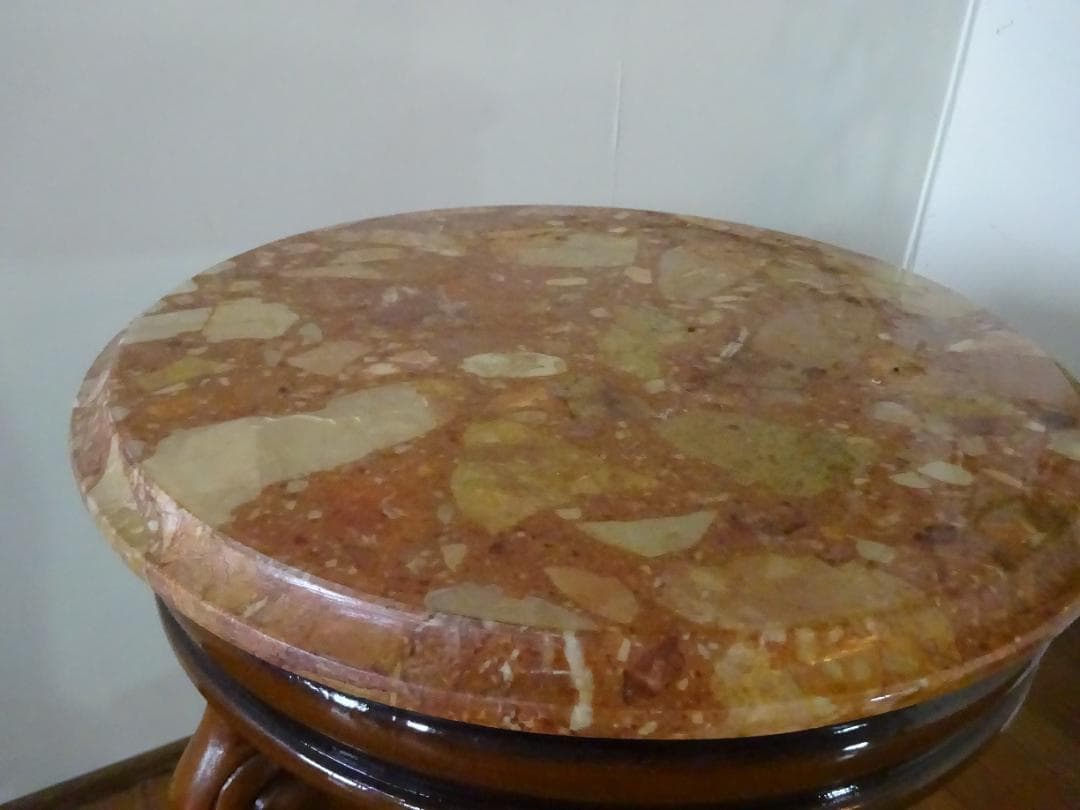 myne　イタリア　猫脚　大理石/オニキス　丸型　花台　サイドテーブル