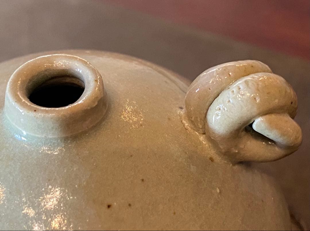 緑青磁　水滴・一輪挿し　鑑賞台付 沈船品 ヴィンテージ　レア 中国　台湾茶器