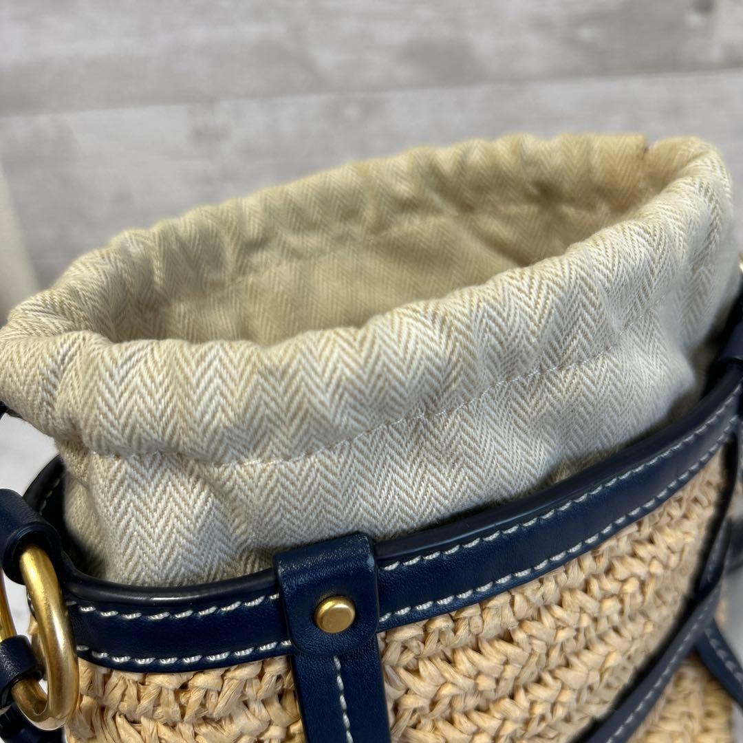 美品　トリーバーチ　Miller Straw Mini Bucket Bag
