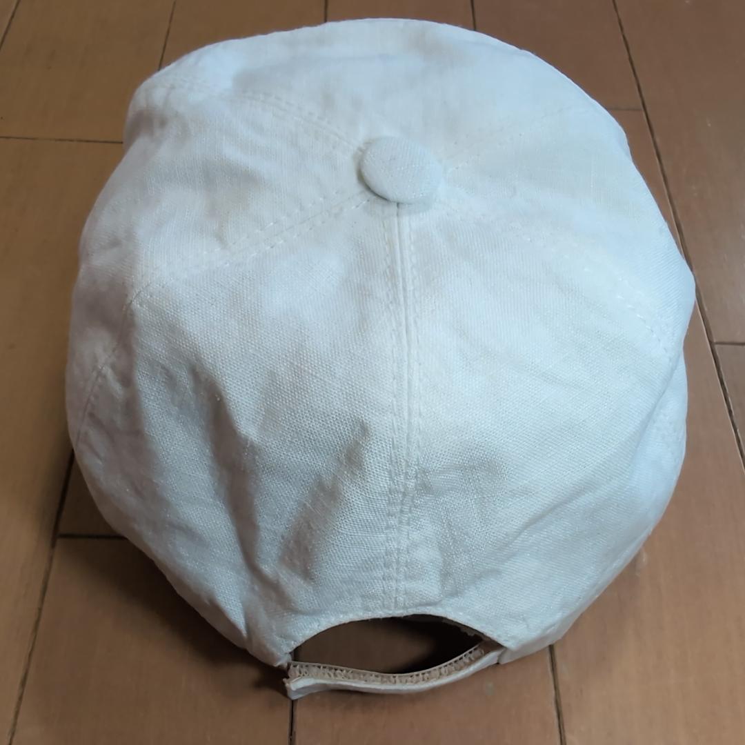 雰囲気抜群 HERMES リネンキャップ 白 58 フランス製 d63