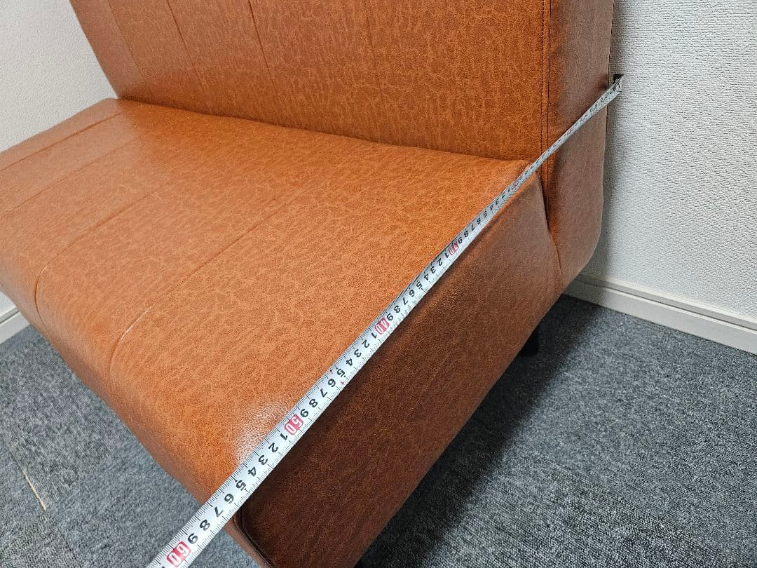 引取限定　ブラウン合成皮革2人掛けソファ　セルタン