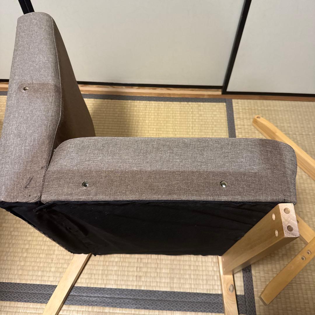 ファブリック 木肘ソファ 1P アームチェア　ローソファー1人掛け