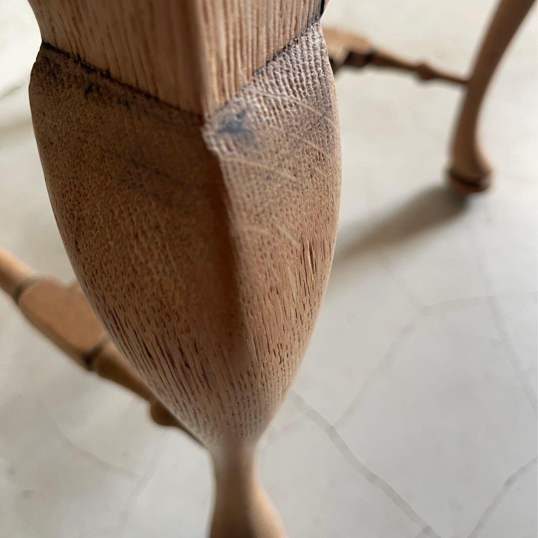 英国アンティーク　クイーンアンチェア　本革　猫脚　ダイニングチェア