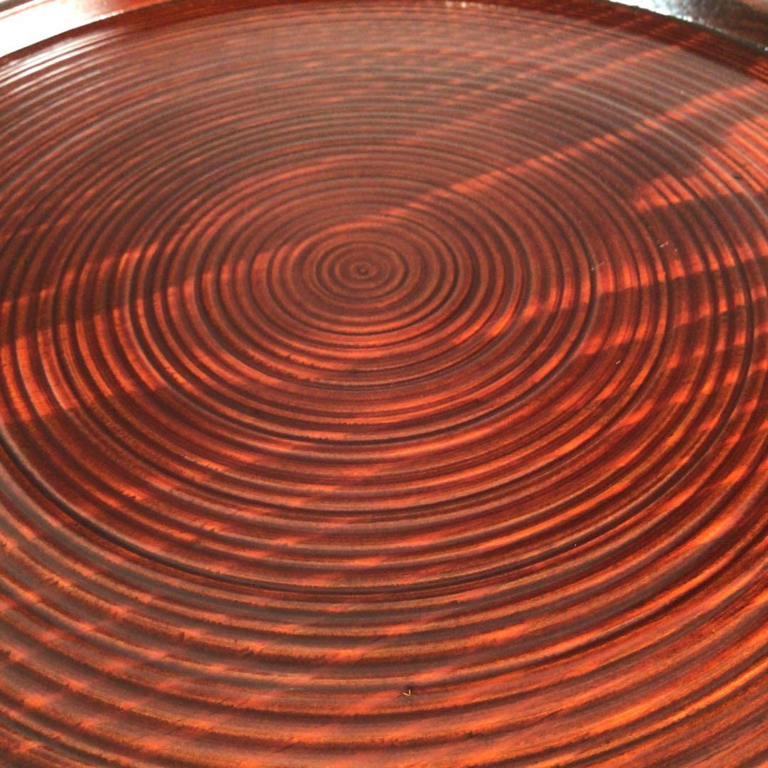 Ｐ２３７　丸盆　『岡本漆専堂』『溜塗』『即中斎好』『呂久呂目盆』　共箱　菓子器