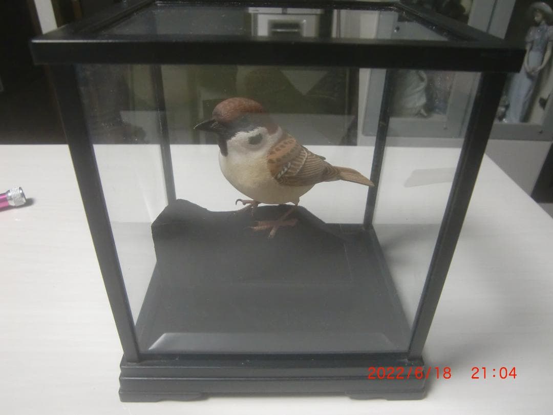 すずめ　  バードカービング　野鳥彫刻　木彫 美術品 　彫刻　インテリア　Ｎ1