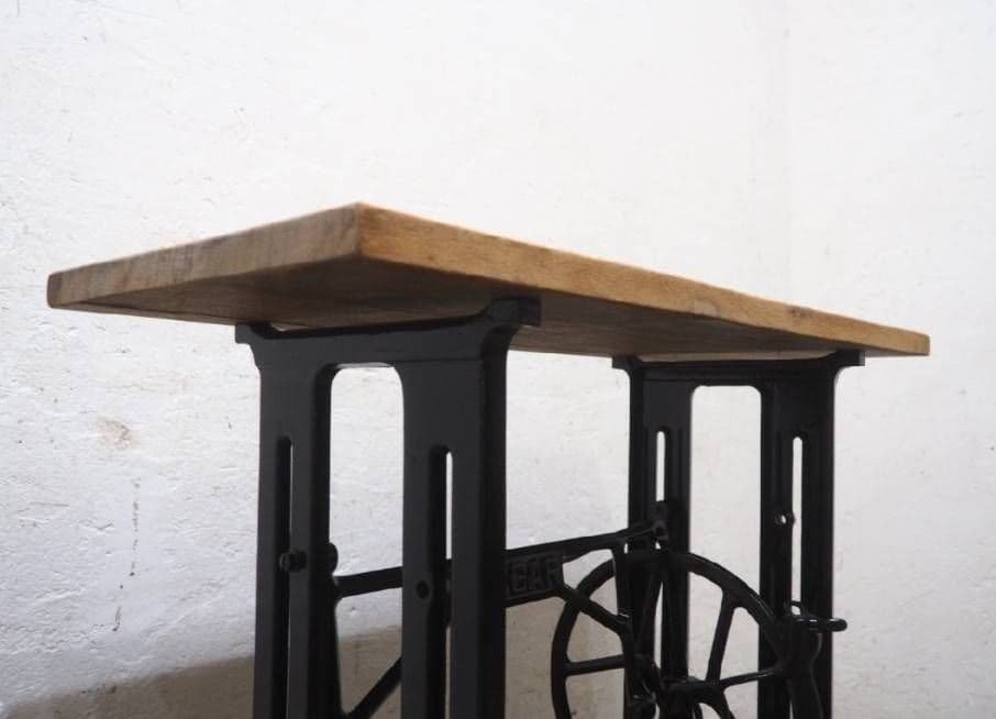 1160 黒ペンキのミシンテーブル　デスク　古家具　レトロ　リメイク　ビンテージ