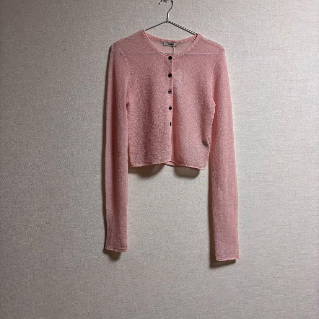 クラネ SHEER ROLLED EDGE KNIT CARDIGAN ピンク