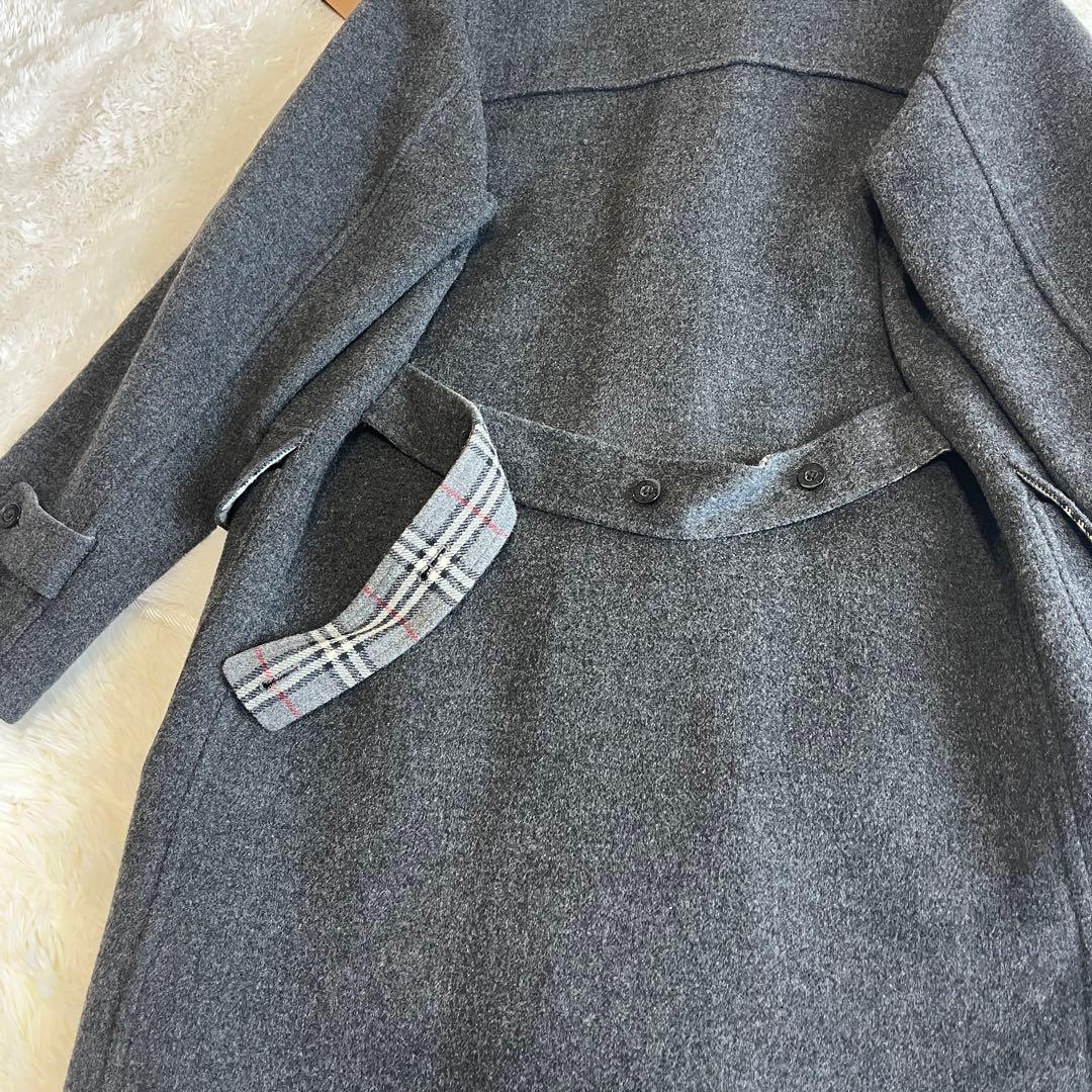 美品　バーバリーブラックレーベル　ダッフルコート　ノバチェック　ベルト　L