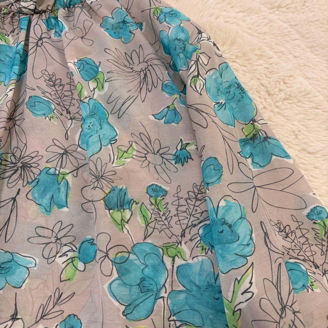 TOMORROWLAND アネモネプリント ギャザースタンドカラーブラウス 36