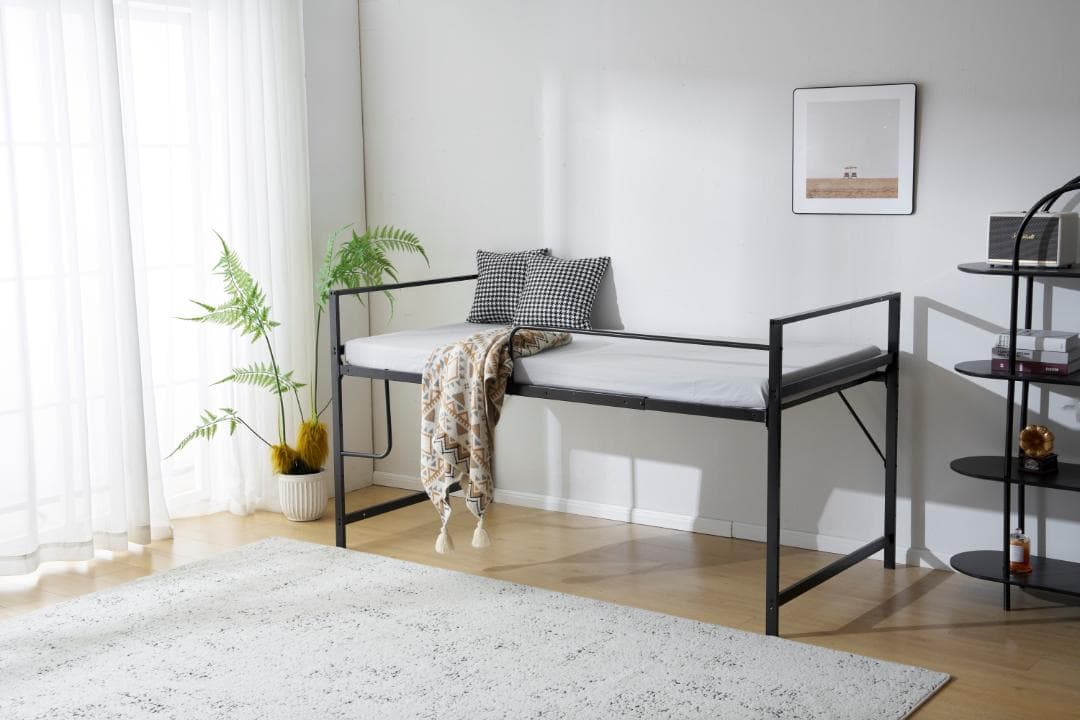 【高さ110cm】ロフトベッド シングル パイプベッド ロータイプ 収納付き