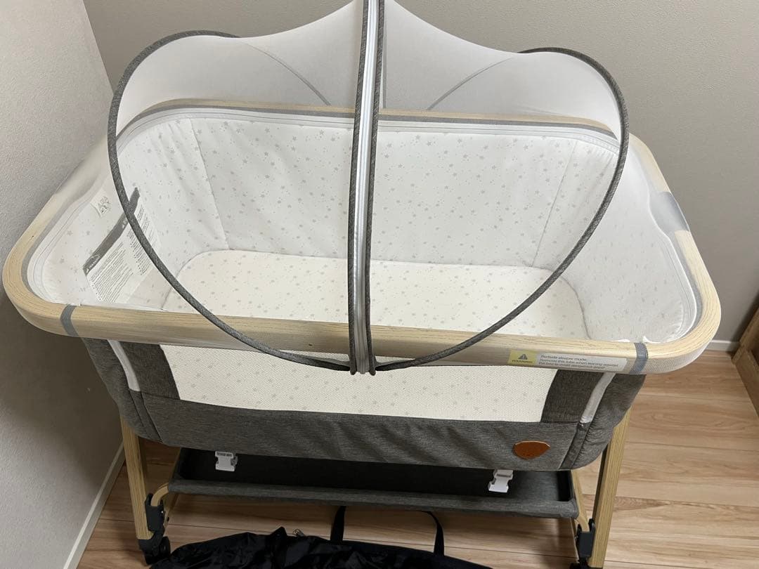 HZDMJ ベビーベッド ライトグレー