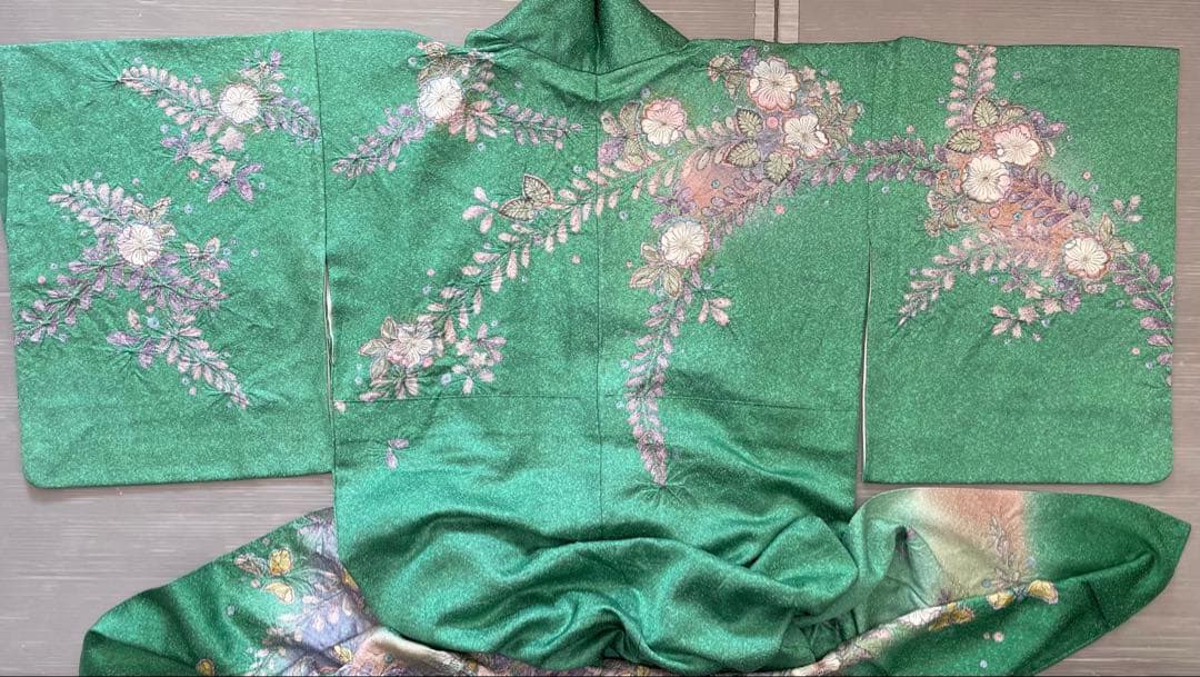 袷　訪問着　辻ヶ花/叩染　正絹　身丈163