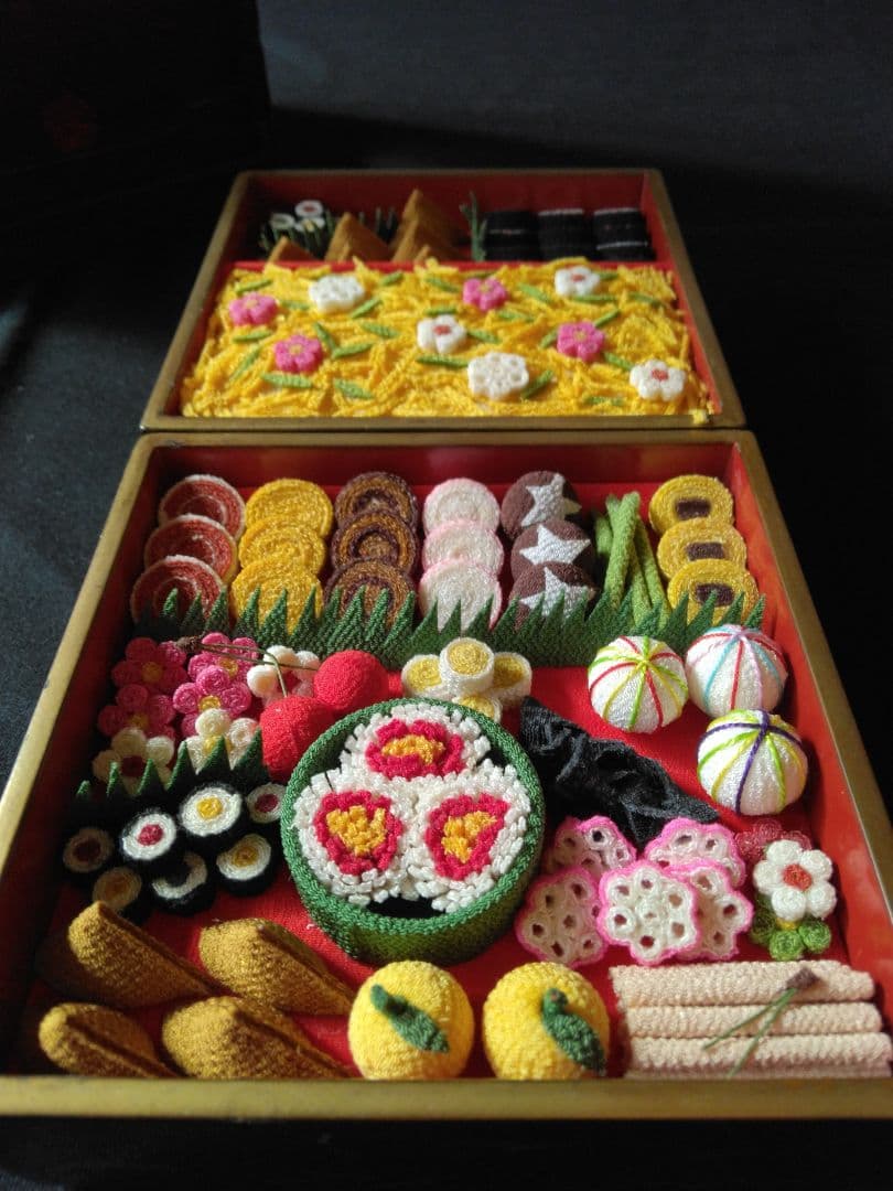 ミニチュア重箱縮緬細工食品