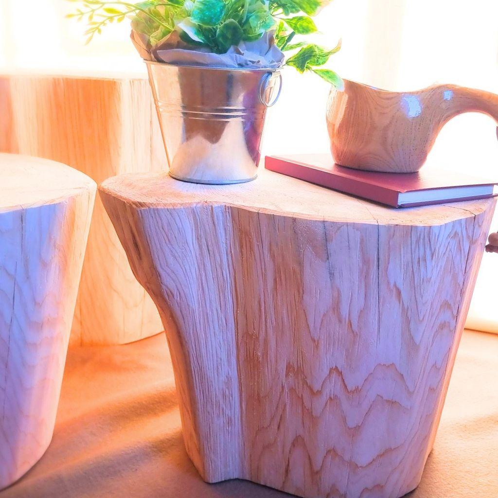 天然アロマ ひのきの切株テーブル 根元末広がり