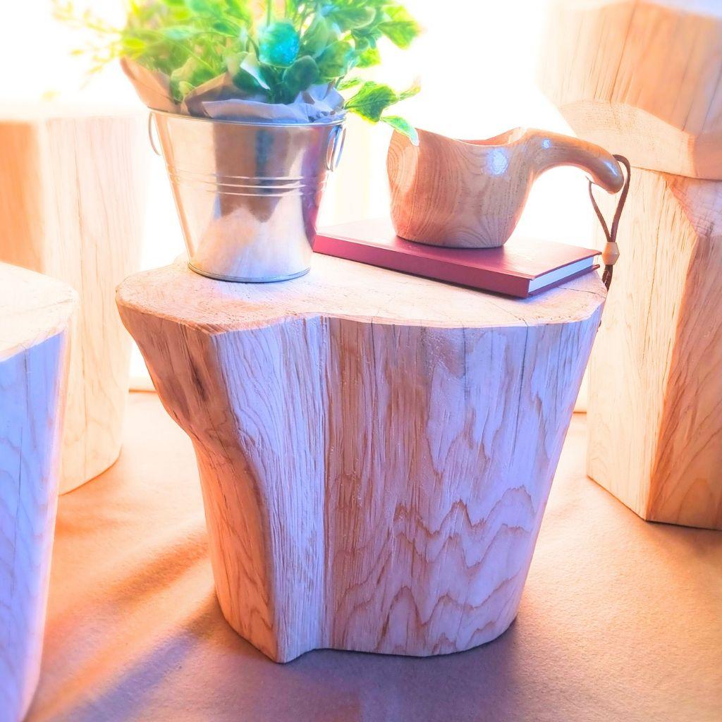 天然アロマ ひのきの切株テーブル 根元末広がり