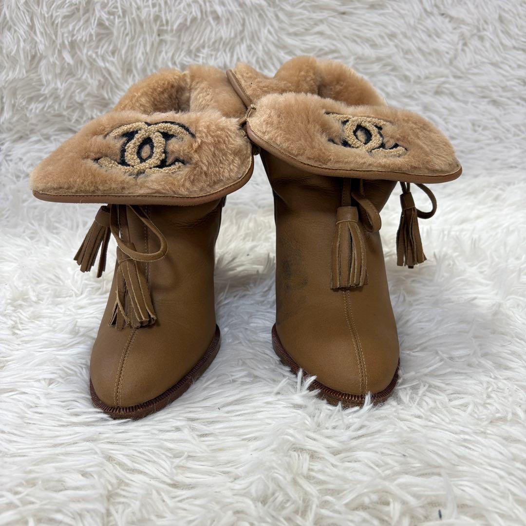 CHANEL シャネル ムートンブーツ 37 ココマーク ファー イタリア製