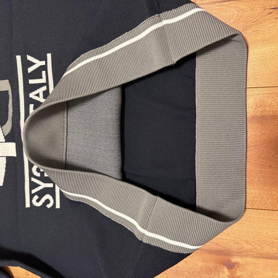 ロゴ　クルーネック　セーター　ニット　メンズ　XL ネイビー　新品タグ付き　秋冬