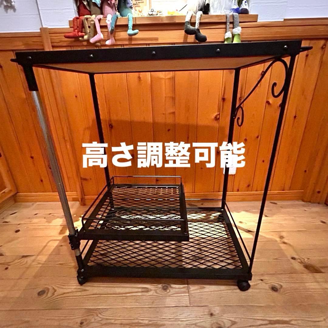 キッチンワゴン　ヘリンボーン　高さ調整可能　什器　ガレージ収納　アイアンラック