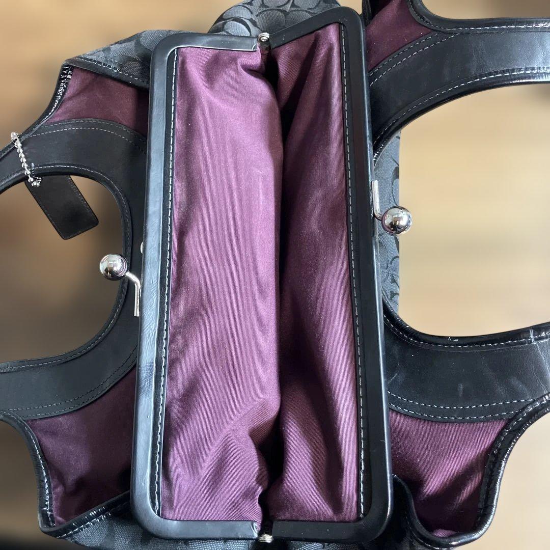 COACH コーチ シグネチャー ワンショルダーバッグ がま口 ブラック