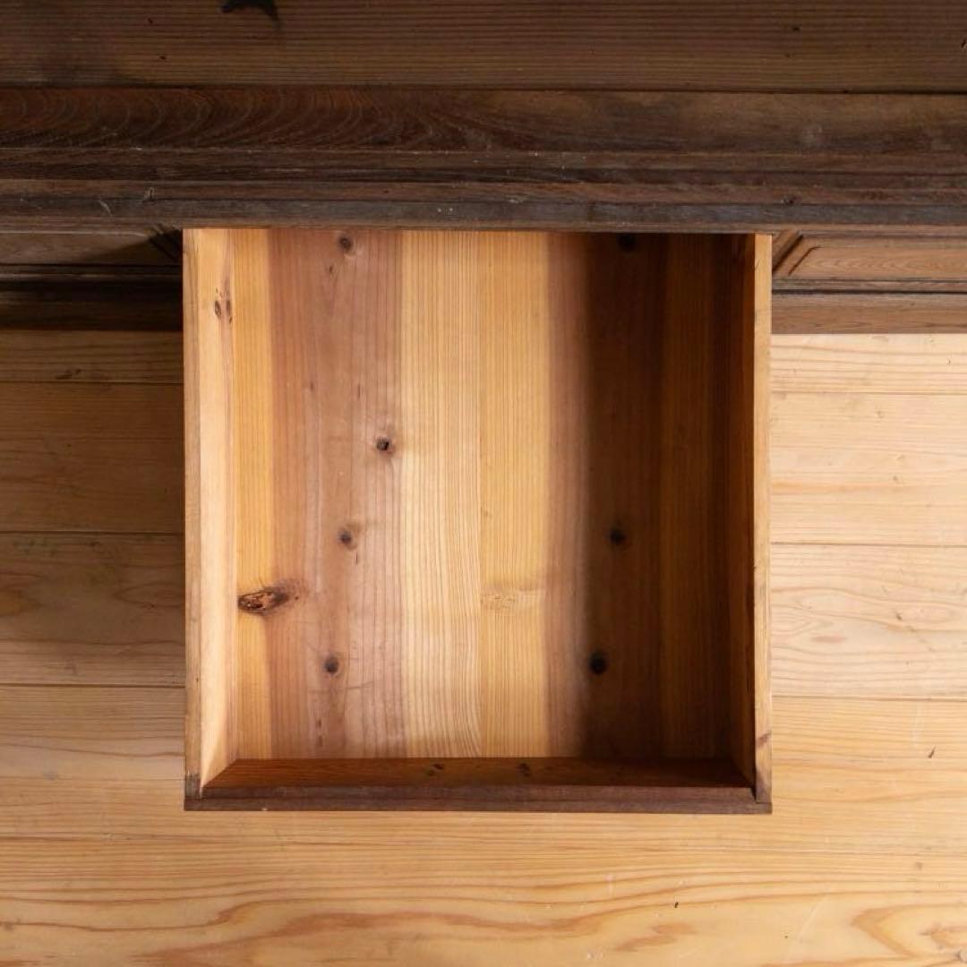 収納棚　木製　引き戸　引き出し　古道具　古家具　ビンテージ　アンティーク　レトロ