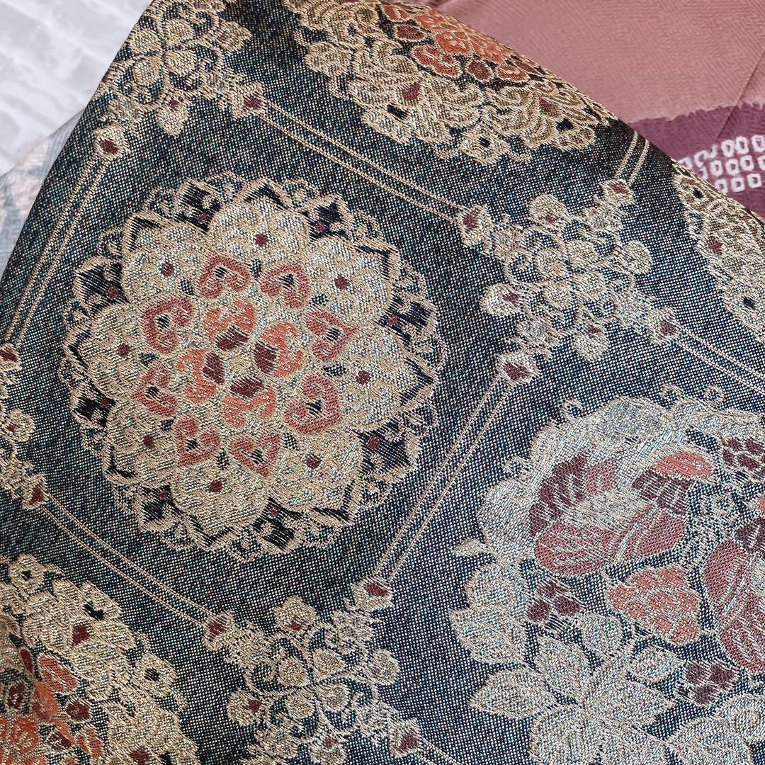 訪問着+長襦袢　フルセット　桜　相良刺繍　絞り　亀甲紋様　入学式　卒業式　Q5