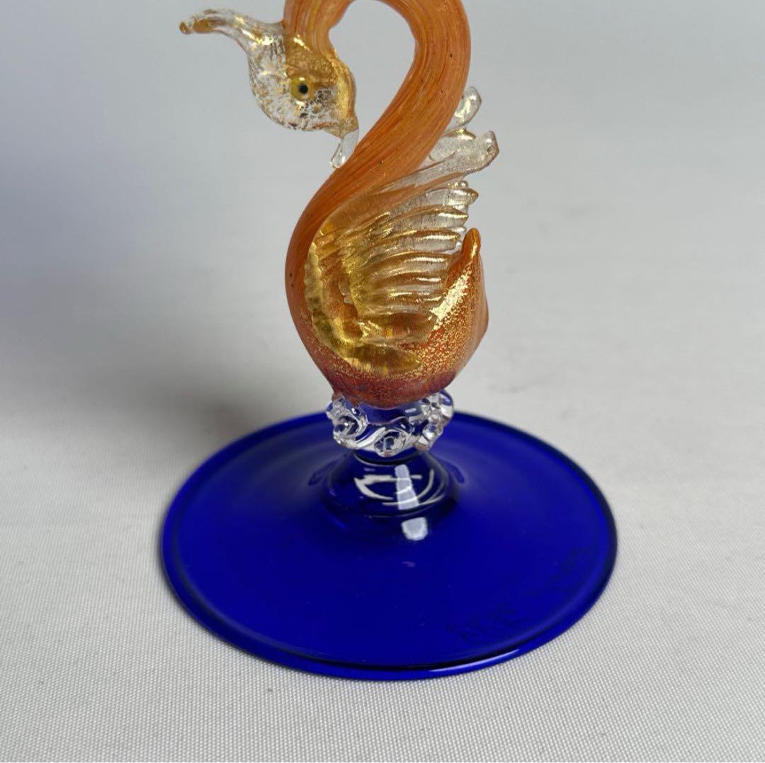 【超希少】Elite Mrano ヴェネチアンガラス ムラーノガラス 金彩 白鳥