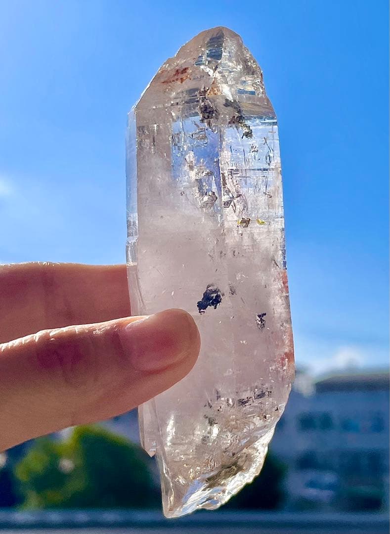 BIG 超透明　薄いピンク　エレスチャルクォーツ　骸骨水晶　高波動 原石　水晶