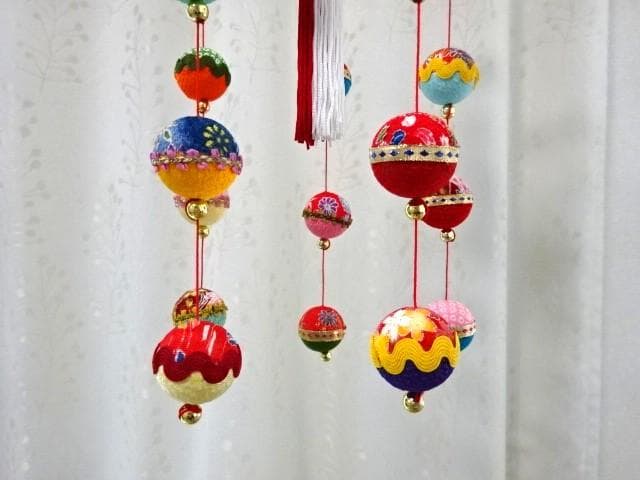 【1】縁起の良い　柳川さげもん　木目込み鞠　吊るし飾り　ハンドメイド　ひな祭り