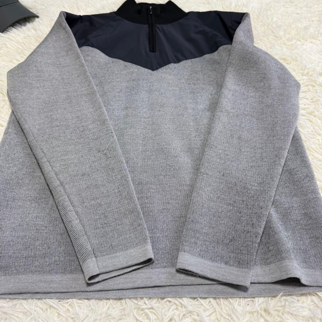 【デサントゴルフ】ハーフジップ ニット 肉厚 グレー Lサイズ メンズ