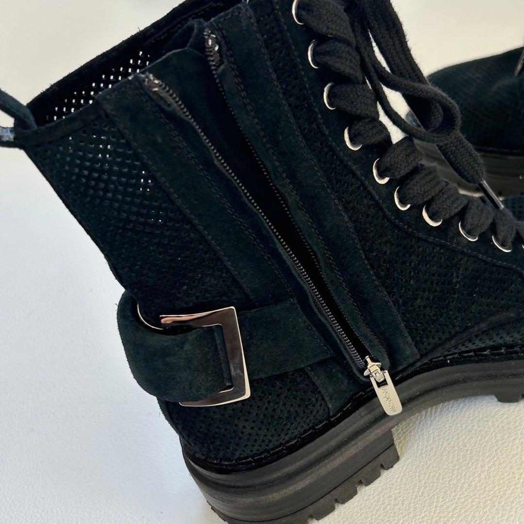 極美品✨セルジオロッシ バイカープリンス レースアップブーツ 黒 36 1/2