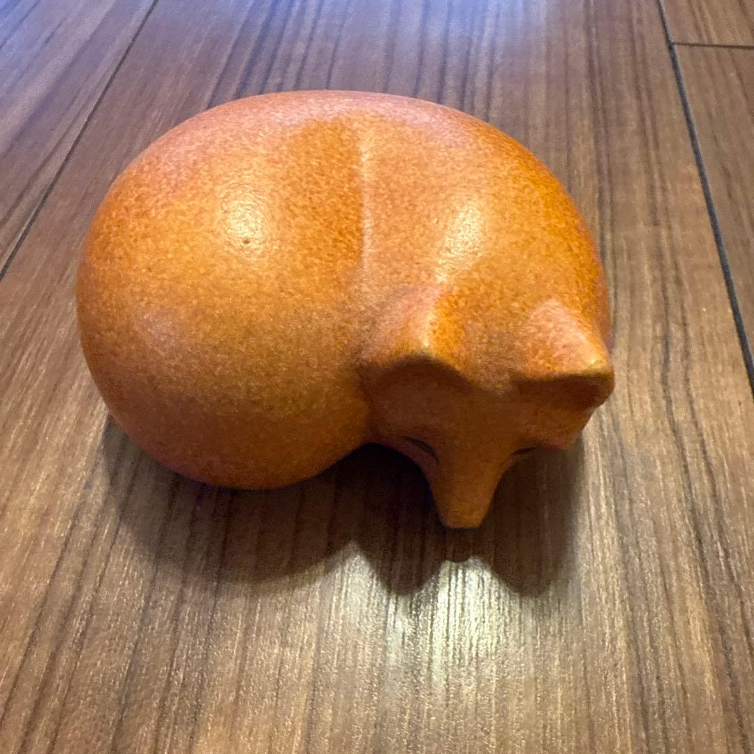 リサラーソン　陶器置物 オレンジ レア　キツネ　狐