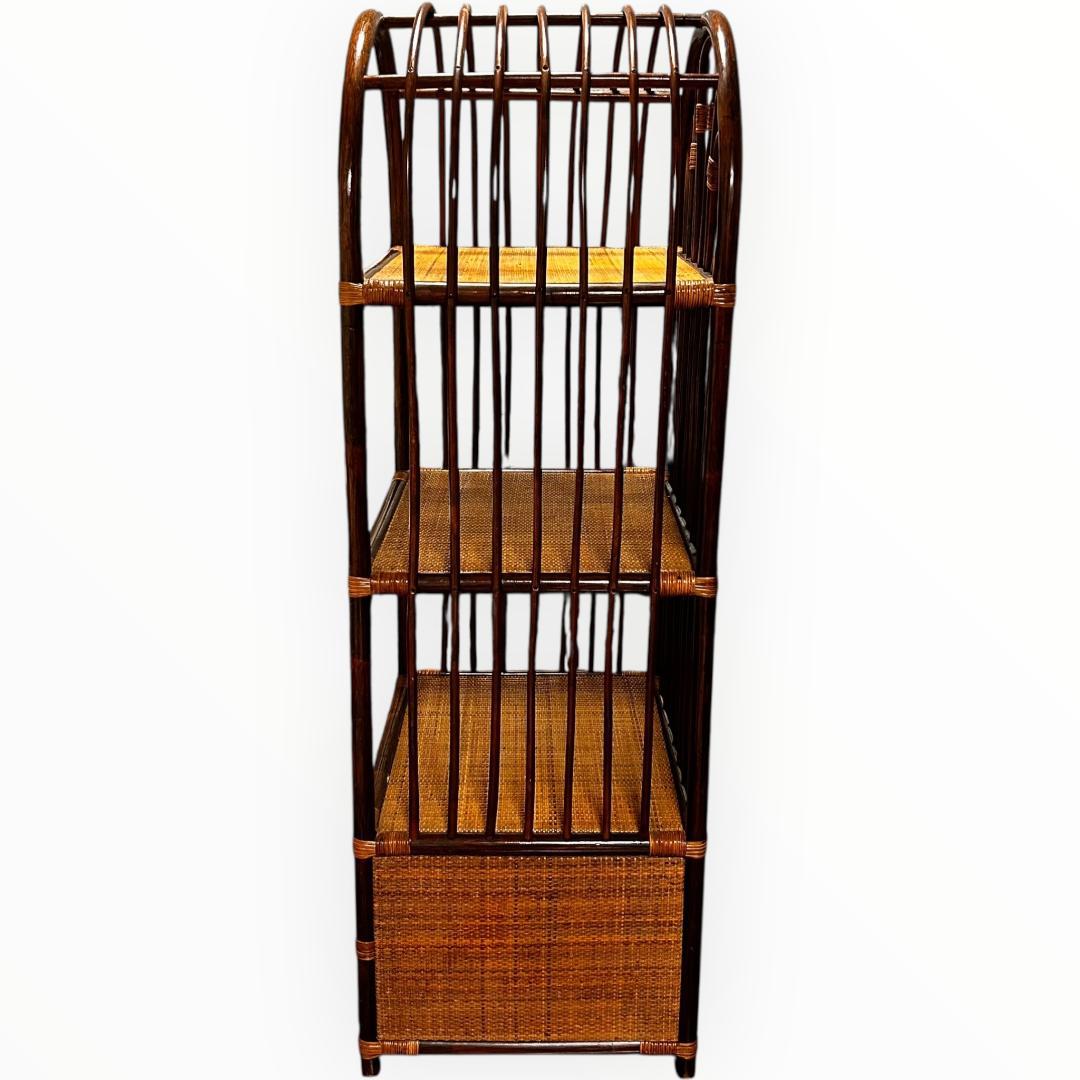 【美品】ラタン アーチ型 5段シェルフ 引き出し付き 籐家具 ヴィンテージ