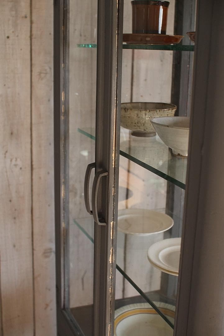 古い木枠ガラスケース　ケビント　ドクターキャビネット