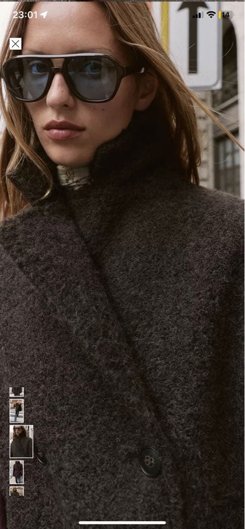 ZARA ブークレダブルプレストミディ丈コート