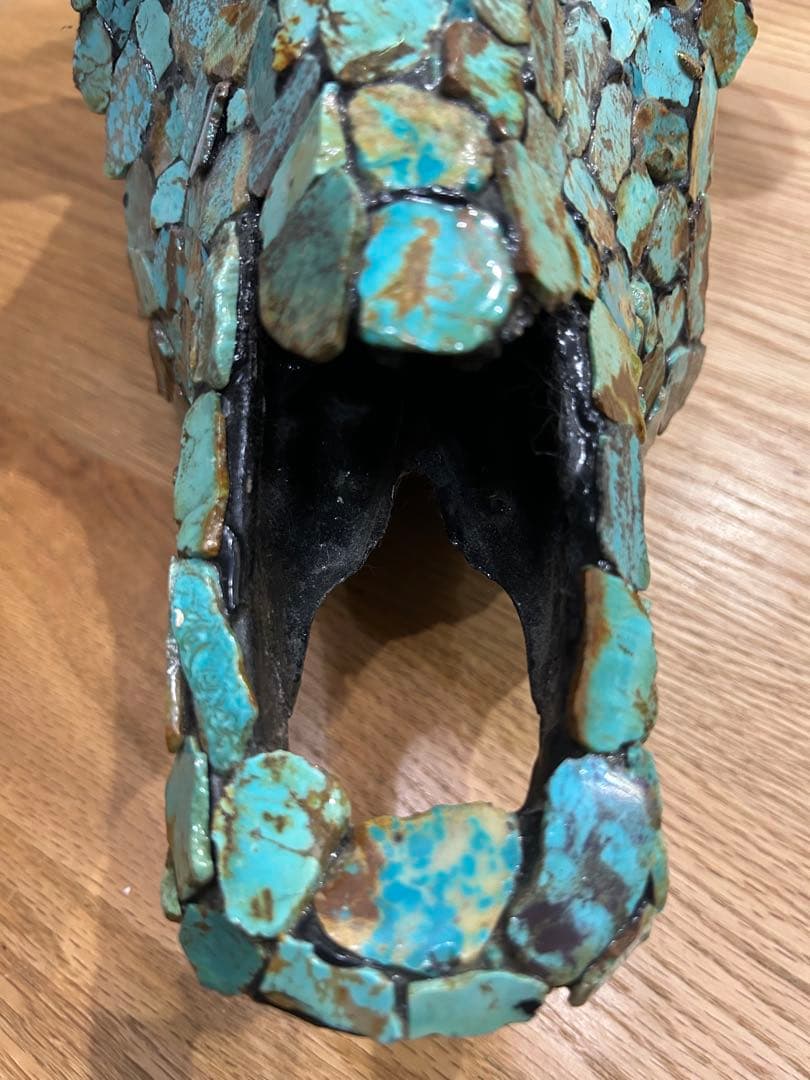 ネイティブアメリカターコイズ装飾牛の頭部オブジェ❣️ショートタイムセール