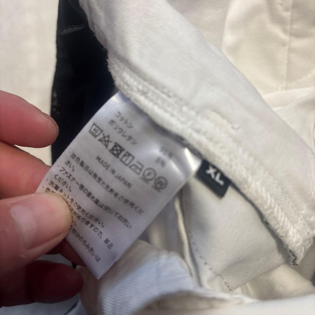 8YARDS ハチヤーズ ストレッチ ゴルフパンツ 白×黒 XL