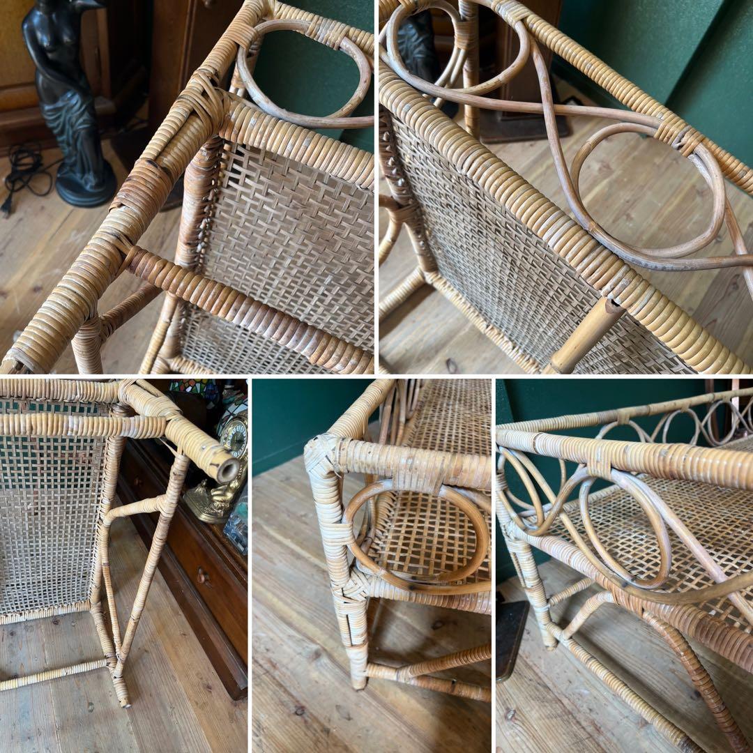 ベビーベッド 籐 ラタン かご バスケット 昭和レトロ 当時物 インテリア 家具