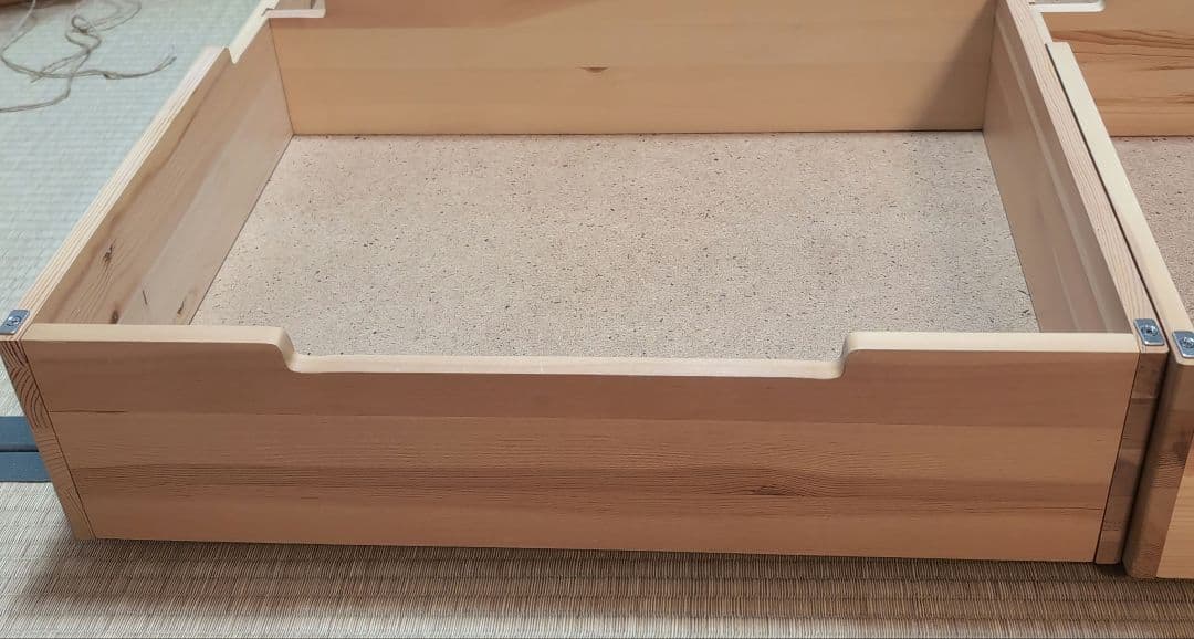 パイン材　ベッド下収納ボックス　仕切り付き　蓋付　3個セット