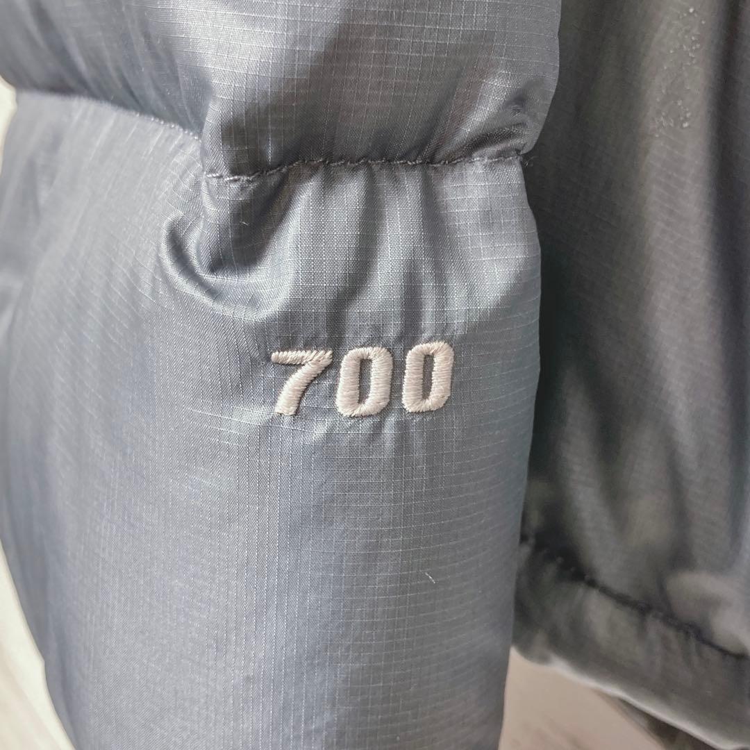 ノースフェイス ダウンジャケット ヌプシ ロゴ刺繡　700FP 灰 黒 L