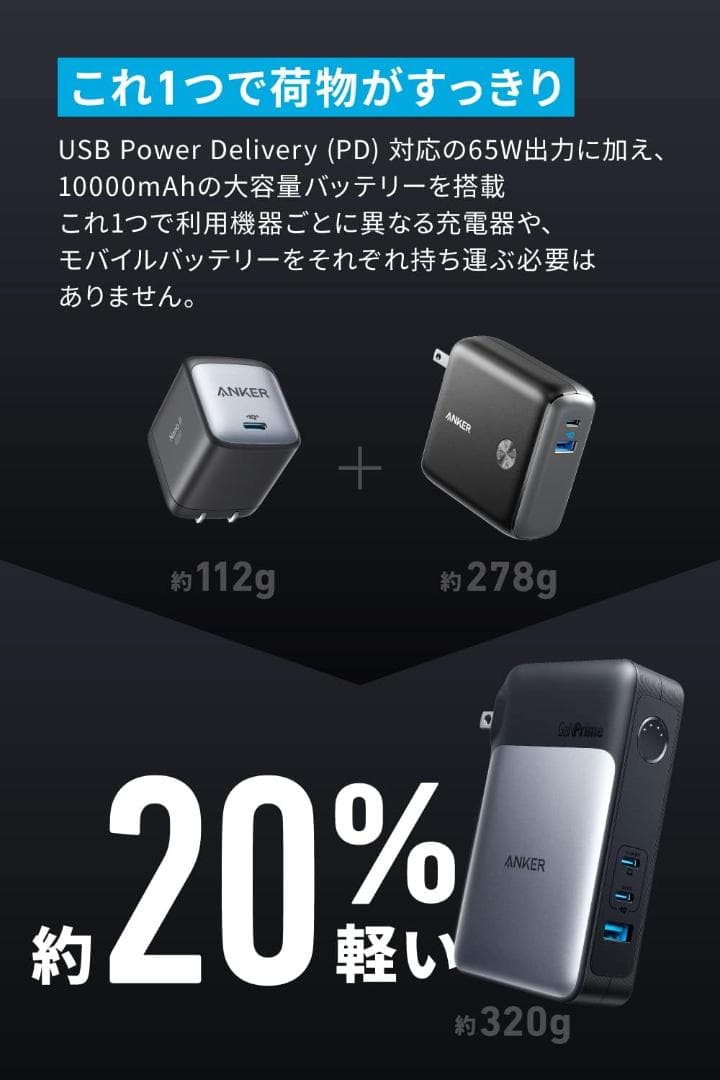 Anker 733 Power Bank 10000mAh モバイルバッテリー