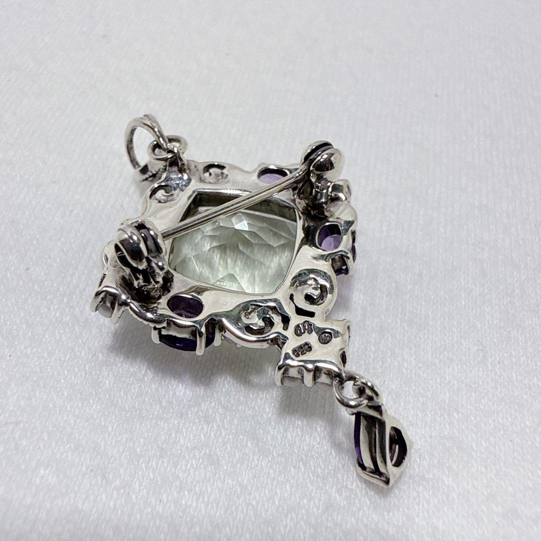 ロクザン SILVER925 アメジスト パール ペンダント ブローチ