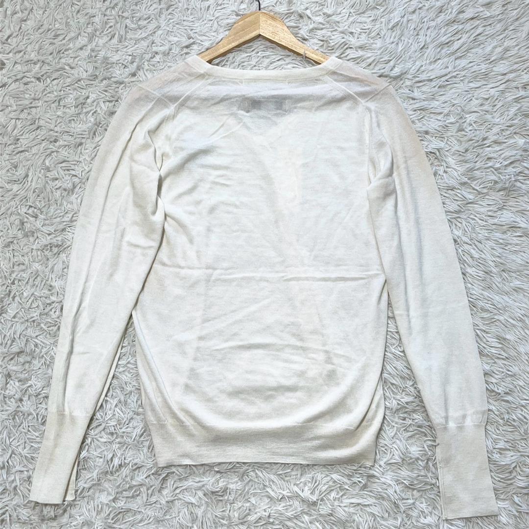 MARK&LONA ホワイト Vネック セーター カシミヤ カシミア100% M