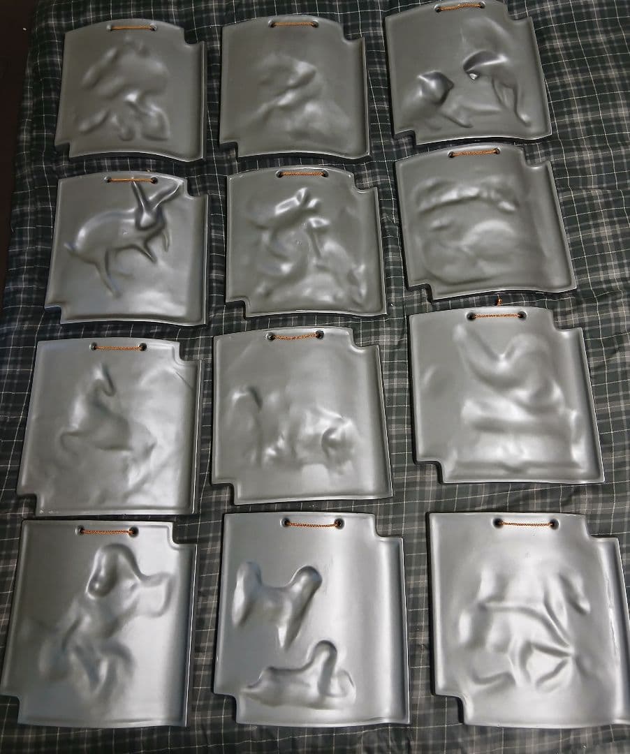 干支瓦 12支まとめ売り 額瓦　古代瓦　三陶園造　昭和レトロ　希少