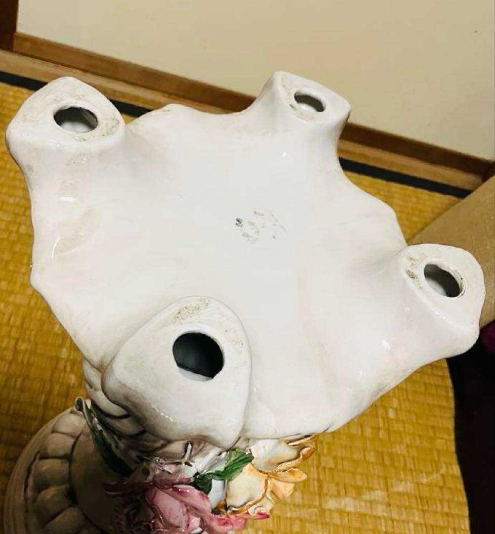 イタリア製カポディモンテ 陶花 コラム&ポットインテリア クラシック 花台