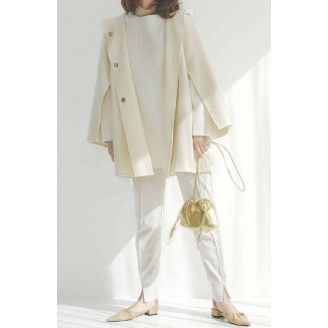 美品 CADUNE 川上桃子コラボ フード付きポンチョコート 36 袖2WAY