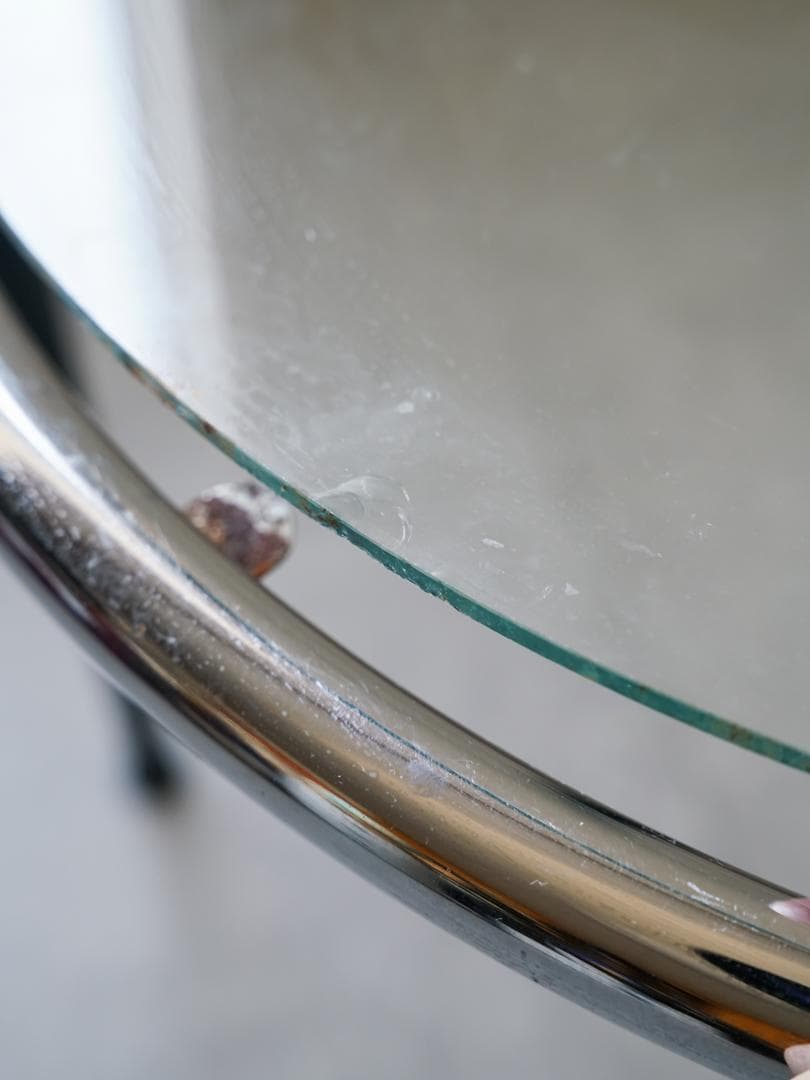 ヴィンテージ　ラウンド ガラステーブル 古道具 ミッドセンチュリー モダン