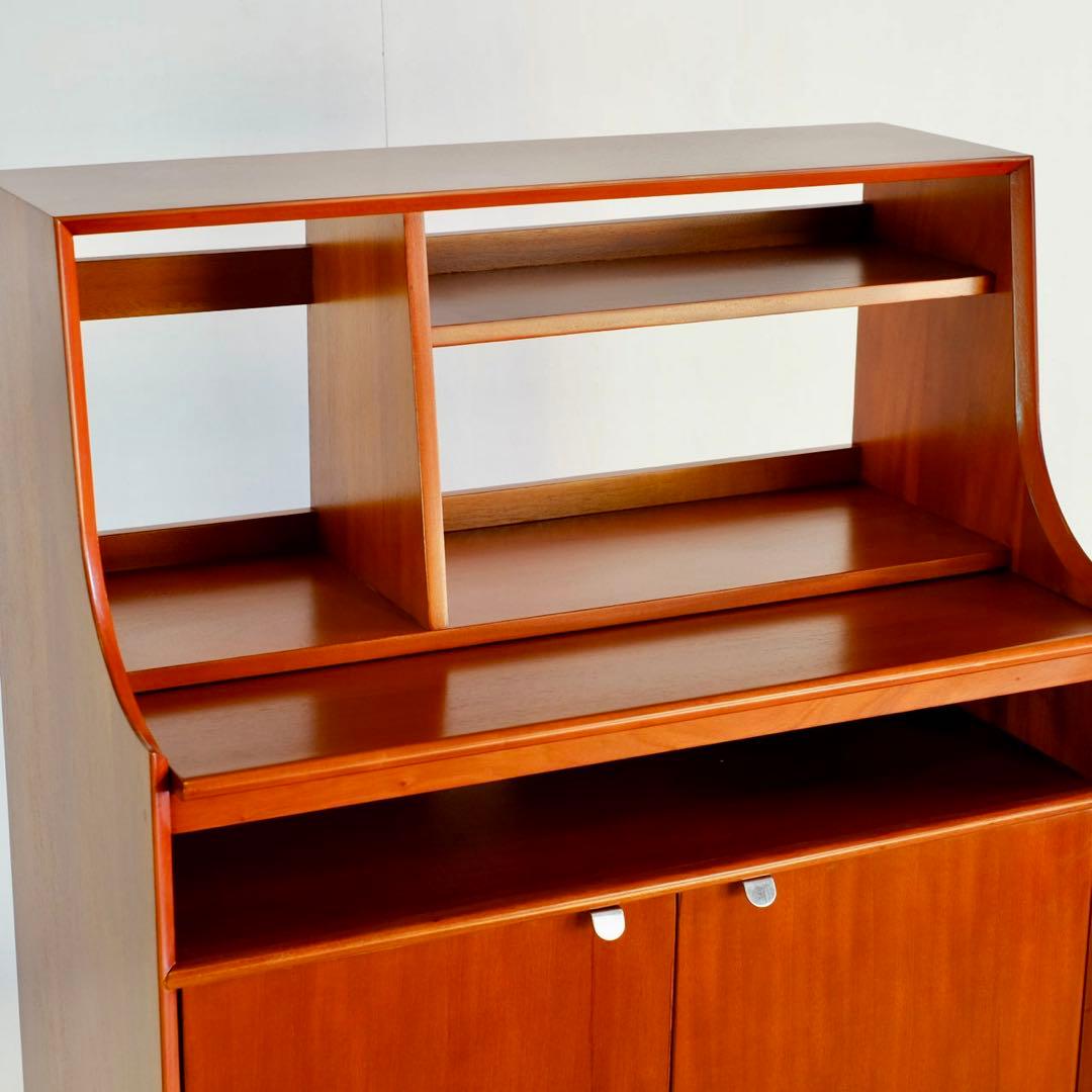 E 新品 北欧 ライティングデスク 机 赤茶色 飾り棚 カフェ テーブル