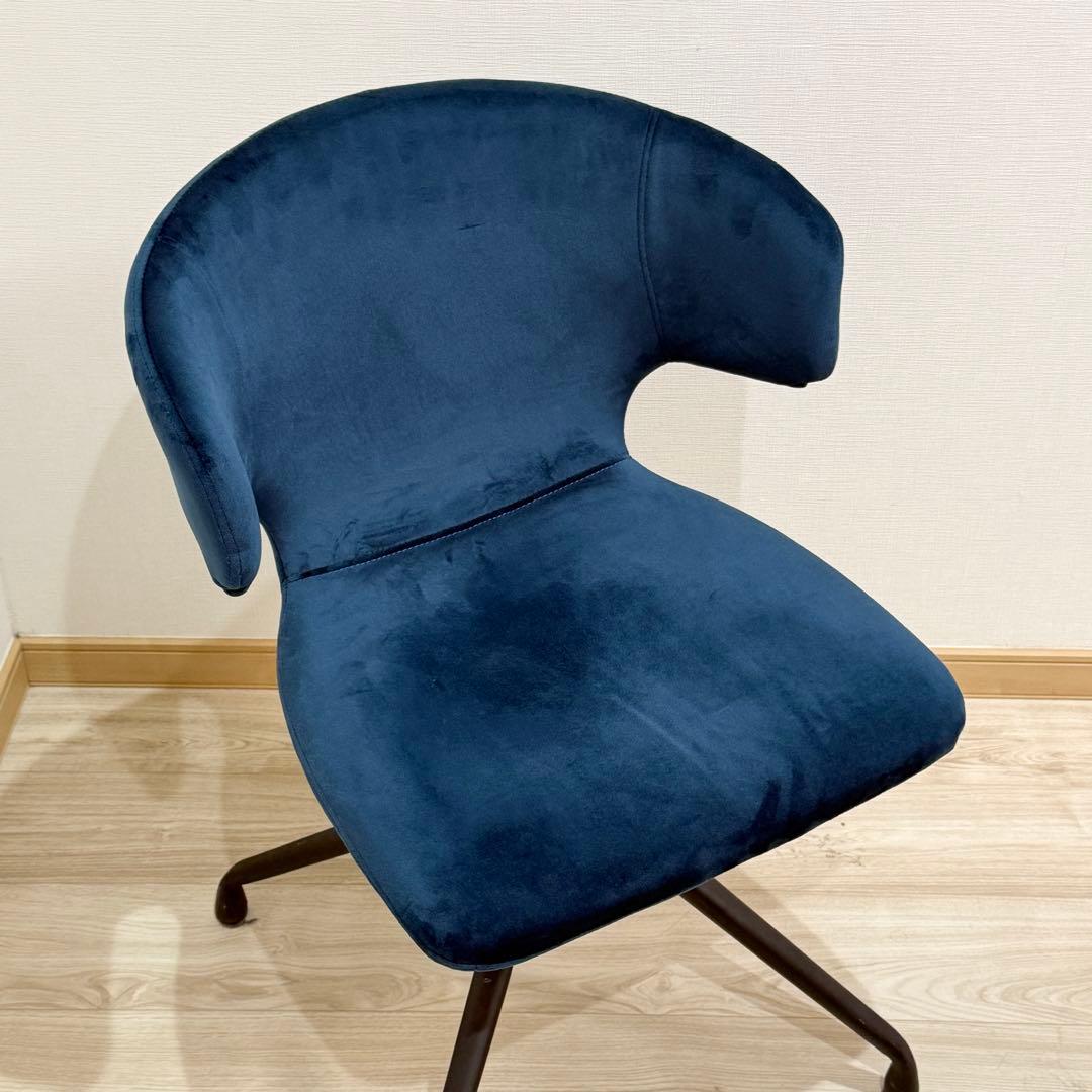 アーマー ラウンドチェア　ベロア調　回転式