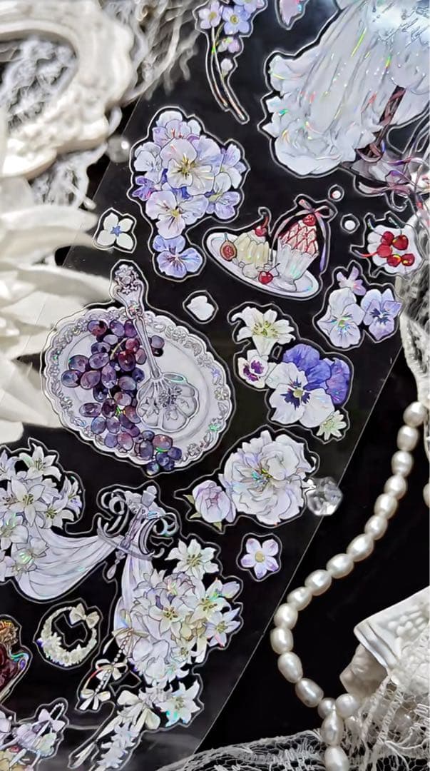 【9476】海外　5m巻　貝殻光カッティングマスキングテープ　お茶会　装飾系